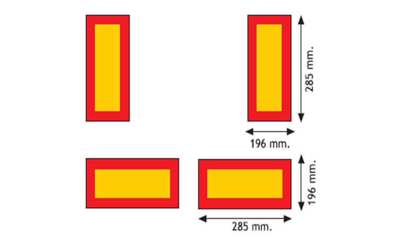 Four Trailer Marker Boards Rear Reflecting & Fluorescent REG ECE70 285MM X 196MM