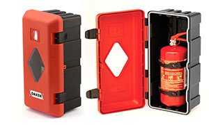 Black/Red Plastic Fire Extinguisher Box