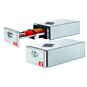 Bright Stainless Steel Pullout Fire Extinguisher Box